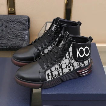 Francúzsky charei100 2021new vysoký vrchol tlač pánske topánky pôvodné logo topleather krátke topánky vysokej kvality pár topánky s box