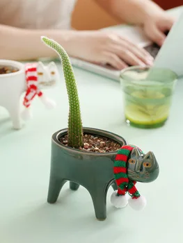 Roztomilé mačka chvost kvetináč keramické osobnosti tvorivý kaktus multi-mäso jednoduché dekorácie ploche cartoon zvieratá.