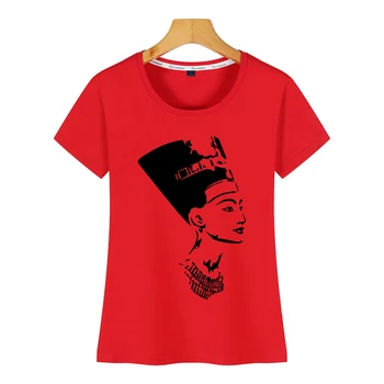 Topy T Shirt Ženy egyptskej kráľovnej nefertiti Komické Nápisy Krátke Tričko Žena