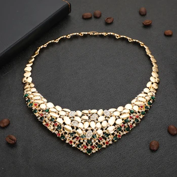 Dubaj zlata-farebná Luxusné Šperky Sady Značky Svadobné nigérijský šperky sada pre ženy-Móda Afriky Korálky Šperky Sady dizajn