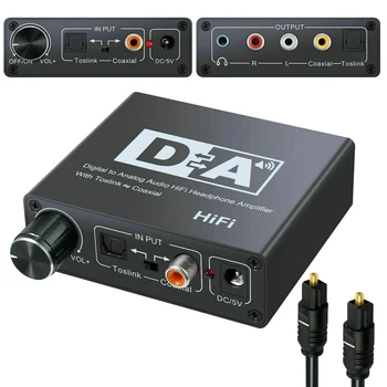 192kHz DAC Prevodník Digitálny Koaxiálny Optický Toslink na Analógový signál L/R RCA, 3.5 mm Jack Audio Converter Adaptér S ovládaním Hlasitosti