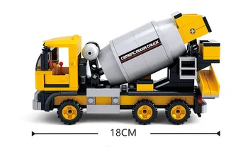 296Pcs Mesto Inžinierstva Cement Mixer Model Auta, Stavebné Bloky, DIY Sady Vozidiel Tvorivé Tehly Vzdelávacie Hračky pre Deti,