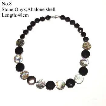 LiiJi Jedinečný Stocksale Náhrdelník Jades Onyx Labradorit Abalone Shell Čierne Krátke Náhrdelník Len 1PCS každý zásob Šperky pre Ženy