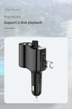 Auto Cigariet Lighte Duálny USB Nabíjačka do Auta& MP3 Prehrávač Bluetooth5.0 Typ-C FM Vysielač, MP3 Prehrávač Automobilový Auto Príslušenstvo
