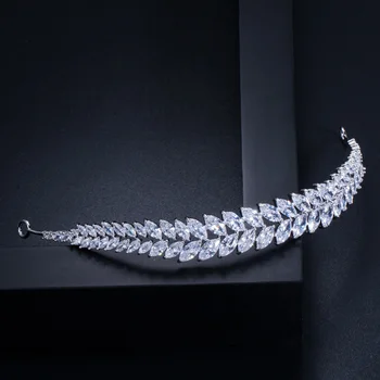 Pera Luxusné Ušľachtilý Dizajn Svadobné Svadobné Veľké Marquise Tvar Zirconia Kameň Princezná, Kráľovná Korún Vlasy, Šperky pre Ženy H005
