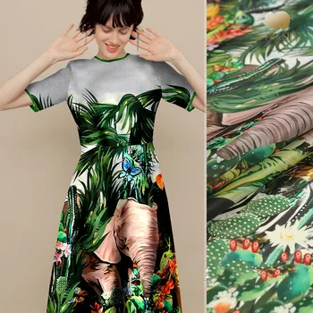 Tropických lesov Digitálne maľovanie organza hodvábna tkanina pre saténové šaty ткань для шитья tissu telas šitie tela tecido stof urob si sám