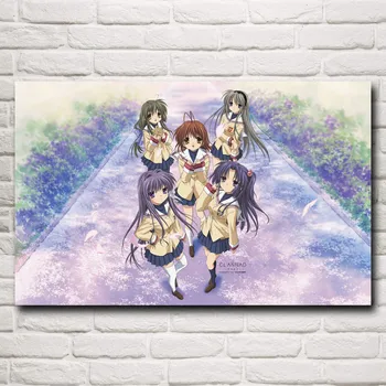 FOOCAME Clannad Japonské Anime Umenie Hodváb Plagáty a Vytlačí Obývacia Izba Maľovanie Domova obrazov na Stenu Spálne Dekorácie
