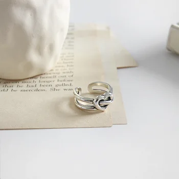 Skutočné 925 sterling silver láska srdce prstene pre ženy prst príslušenstvo, ročník dvojvrstvové krúžok striebro 925 jemné šperky 2020