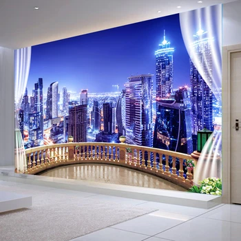 Vlastné Foto nástennú maľbu, Tapety 3D New York City Nočný Pohľad Štúdia Obývacia Izba, Spálňa Pozadí Nástenné Maľby Umenie Wall Paper Roll