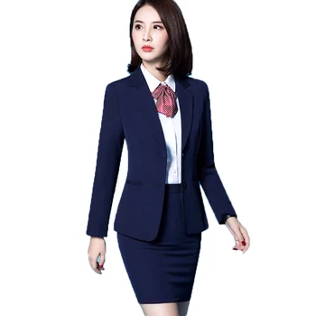 Plus Veľkosť Kórejský Vyhovovali Ženy Dve Dielna Sada 2020 Jar Jeseň Professional Office Žien Vyhovuje Modré Sako Nohavicovom Kostýme Femme