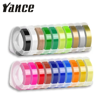 Yance 3ks Fluorescenčnej oranžovej 9 MM 6 MM 12 MM 3D Razba Pásky pre Dymo Razba Label Maker PVC štítok Dymo Pásky, pre Motex E101