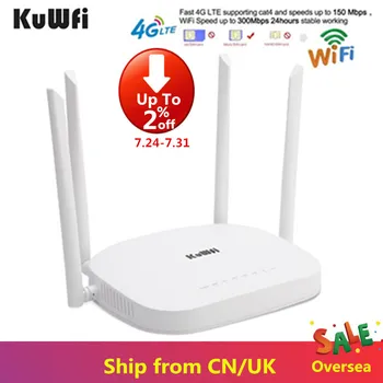 KuWfi 4G CPE Router 3G/4G LTE, Wifi Router 300Mbps Wireless CPE Router S 4pcs Externé Antény Podpora 4G LAN Zariadenie
