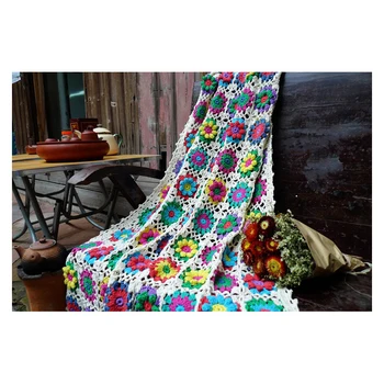 Populárne strane háčkovanie pastoračnej kvet blok drôt deka gauč uterák posteľ deka háčik kvet obrus nositeľné šatkou vlastné