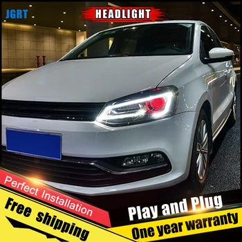2 KS Auto Štýl LED svetlá pre VW Polo rokov 2011-2016 pre VW Polo vedúci svetlo Objektív Dvojitý Lúč HID H7 Xenon bi xenon šošovky