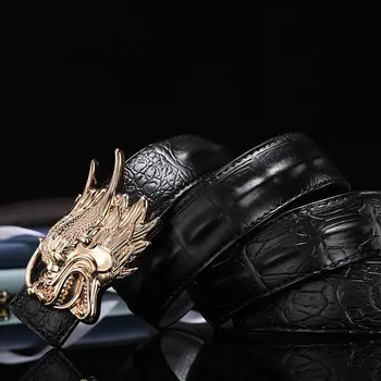 2019 Dizajnér Pásy Mužov Vysoko Kvalitné Hladký-Dragon Pracky Krokodílej Kože Pás, Čínsky Drak Ceinture Homme