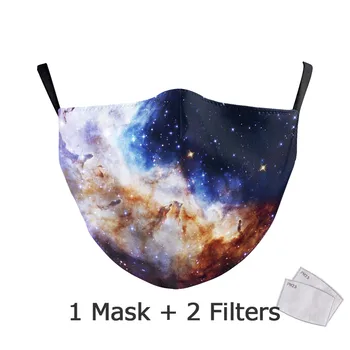 Farebné Hviezdne Nebo Tlač Masku na Tvár sci-fi Dospelých Umývateľný Textílie Maska PM2.5 Ochranné Prachotesný Úst-utlmiť Opakovane