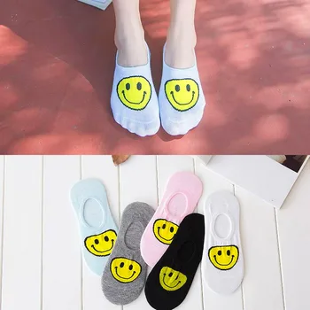 5 Párov Candy Farby Jar Leto Kawaii Výraz Žena Šťastná Ponožky Módne Zábavné Ponožky Dievčatá Bavlna Loď Ponožky