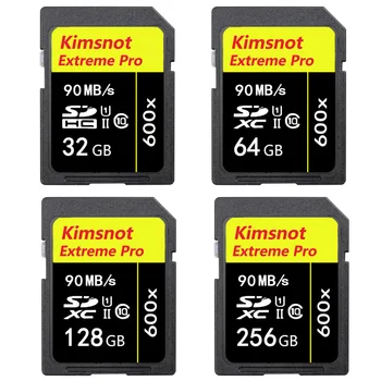Kimsnot 64 GB Karta SDXC 128 gb kapacitou 256 GB SD Karta SDHC 16 GB 32 GB Pamäťovú Kartu Class 10 C10 Vysokej Rýchlosti 90mb/s Pre Nikon Fotoaparát Canon