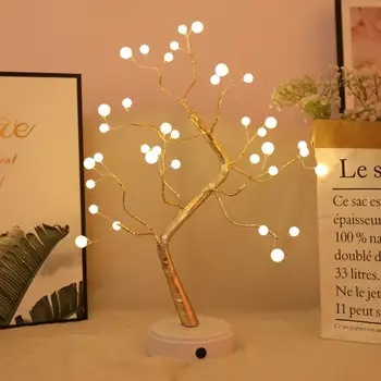 LED Nočné Svetlo Mini Vianočný Stromček Rozprávkových Svetiel Medený Drôt Garland Lampa Pre Domáce Deti Spálňa Decor Svietidlá Dovolenku osvetlenie