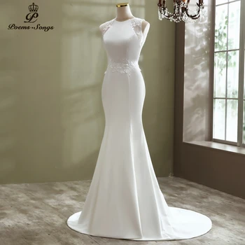 Real foto Elegantný štýl morská víla manželstva svadobné šaty šaty šaty, de mariee vestidos de novia sereia nevesta šaty