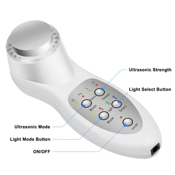 Prenosný Ultrazvukový Tvár Masér 1 Mhz 7 Fotón LED Svetlá Sonic Zdvíhacie Face Lift Cleaner Odstraňovač Vrások Tváre Krásu Masér
