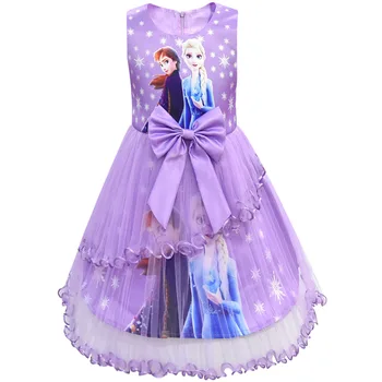 Disney Zamrznutý Sneh Kráľovná Letné Dievčenské Šaty Cosplay Kostým Pre Dievča Čipky Strany Narodeniny Pincess Deti, Oblečenie Pre 4-12Y