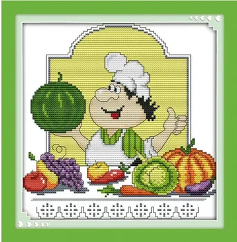 Humor kuchár Funny cook Kuchyňa decor Počíta tlač DMC 14CT 11CT 18CT Cross Stitch Vyšívanie auta Embroidering multi obrázok plus