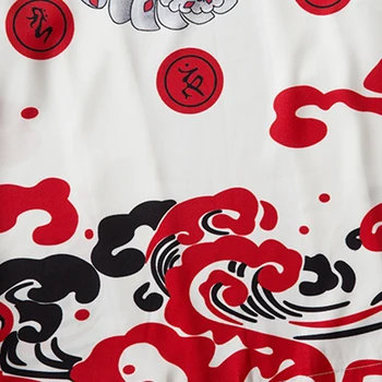 11 BYBB TMAVOM Japonské Kimono Bunda Ghost Mužov Vlna Tlač Predné Otvorené Coats Harajuku Japonsko Streetwear Voľné Košele Tenké Oblečenie