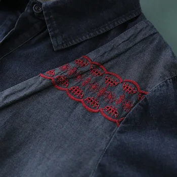 Max LuLu Kórejský Luxusné Značky 2020 Jeseň Oblečenie Žien Vintage Blúzky Dámske Ležérne Dlho Džínsové Košele Výšivky Topy Plus Veľkosť