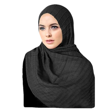 2019 soild farba rippled bavlna hidžáb šatku moslimských mäkké ženské šatky foulard islamský hidžáb oblečenie dámske šály