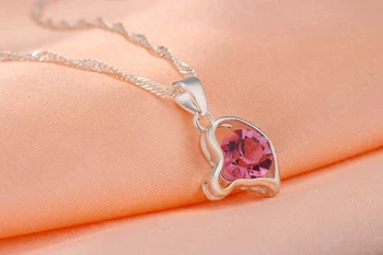 Elegantné Sladké Srdce 925 Sterling Silver Šperky Sady pre Ženy Crystal Prívesok Žena Náhrdelníky Náušnice Svadobné Bijoux