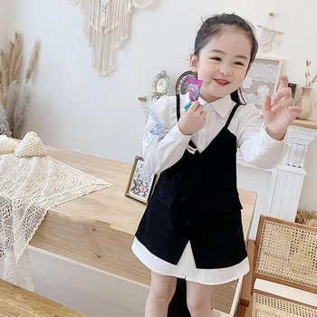 Gooporson Patria Detský Oblečenie Black Hniezdo&dlhé Biele Bouse Módne kórejský Milé Dievčatá Oblečenie Set Roztomilé Japonsko Deti Oblečenie