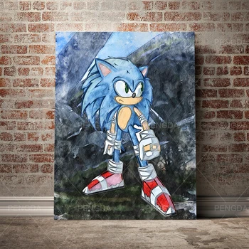 Home Decor Maľovanie Sonic The Hedgehog Plátno, Tlač Plagátu Moderné Nástenné Art Anime Hry Úlohu Modulárny Obrázok Posteli Pozadí