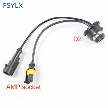 FSYLX D2 D4 muž-AMP adaptéry HID Xenon relé vedenia káblov D2S D2C D2R D4 Auto Xenónové HID predné svetlo zapojenie kábla base D2 AMP