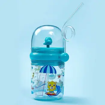 250ML Deti Zábavné Veľryba rozstrekovaný Pohár Cartoon Detská Fľaša na Kŕmenie Prenosné Deti Pitnej Fľaše, Poháre S Slamky Drinkware