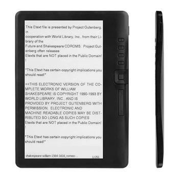BK7019 Elektronický Papier Book Reader 7 Palcový TFT Farebný Sn Ebook Reader o Video MP3 Prehrávač Nabíjateľná 16GB