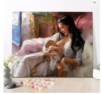 Materinská Láska maliarske plátno Ručne maľované abstraktné DIY olejomaľba Moderného umenia Farba Číslo pre Dospelých 16 x 20 Palcový domova