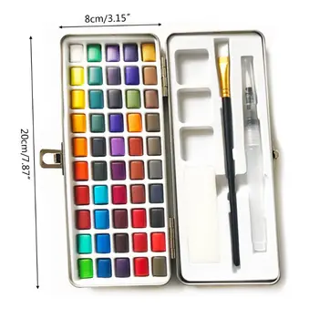 1 Sada 50 Farby Solid Akvarelových farieb Pigmentu Nastaviť Prenosné Kovový Rámček pre Začiatočníkov Kreslenie Umelecké potreby