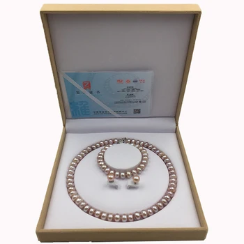 Sinya Prírodné perly strand náhrdelník náramok náušnice set s ružová fialová biela pre voliteľné pearl dia 10-11 mm pre Matku ženy