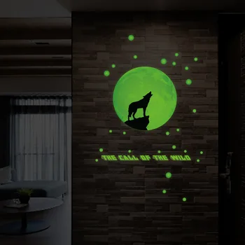 Severné vlk zvierat svietiace nálepky obývacia izba, spálňa pozadí dekorácie fluorescenčné nálepky domáce dekorácie odtlačkový