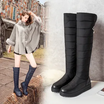 ASUMER 2020 Nové kvalitné zimné topánky žena platformu topánky na zips hustú srsť teplou kolená čižmy ženy dlho plátenné topánky