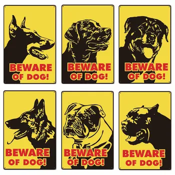 Dajte si pozor na Psa, Vintage Kovov Cín Známky Plagát Upozornenie Psa Retro Doska Dekorácie