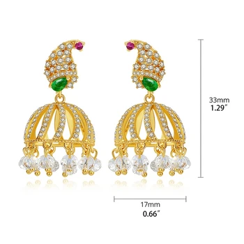 1 Pár, Luxusné Crystal Retro Etnických Indickej Zirkón Bell Drop Korálky Strapec Dangler Vintage Náušnice Ženy, Svadobné Šperky, Darčeky