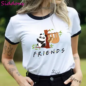 Estetické Priateľmi t shirt Ženy Oblečenie Roztomilá Panda Leží Na Lenivosť Graphic Tee tričko 2020 Kawaii Zviera Tlače Žena T-shirts