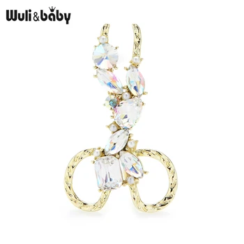 Wuli&baby Handmake Veľké Krištáľovo Šumivé Nožnice Brošňa Kolíky Pre Ženy, Šperky, Doplnky, Darčeky