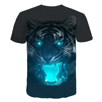 Nové pánske T-shirt 3D vytlačené zvierat panovačný troch-dimenzionální tiger T-tričko krátky rukáv dizajn zábavné ležérny top T-shirt