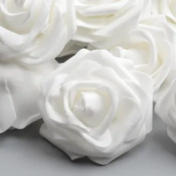 50pcs 7 cm Umelé PE Pena Biele Ruže, Kvety Pre Domáce Svadobné Dekorácie DIY Scrapbooking ručné Falošné Kvet Hlavy