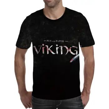 Nordic Viking Tattoo Art Lebky T Shirt Ženy Muži Pirates 3D Tlač T-shirts Vikingovia Kráľ Krátky Rukáv Bežné Topy Drop Shipping