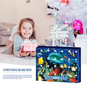 Vianočné Odpočítavanie Adventný Kalendár 24 Dní Podmorský Svet Zvierat model Prekvapenie Okno Nový Rok Darček Pre Deti
