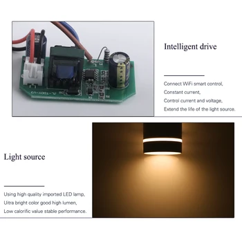 WIFI LED Smart Povrchovú montáž Downlight Vnútorné Osvetlenie Nábytku 9W Stropné svietidlo Zapustené Bodové Svetlá s Led diódami RGB CW, WW